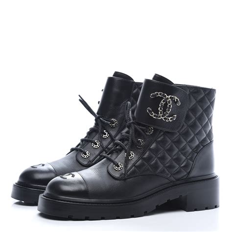 chanel flat lace up boots|Chanel lace up combat boots.